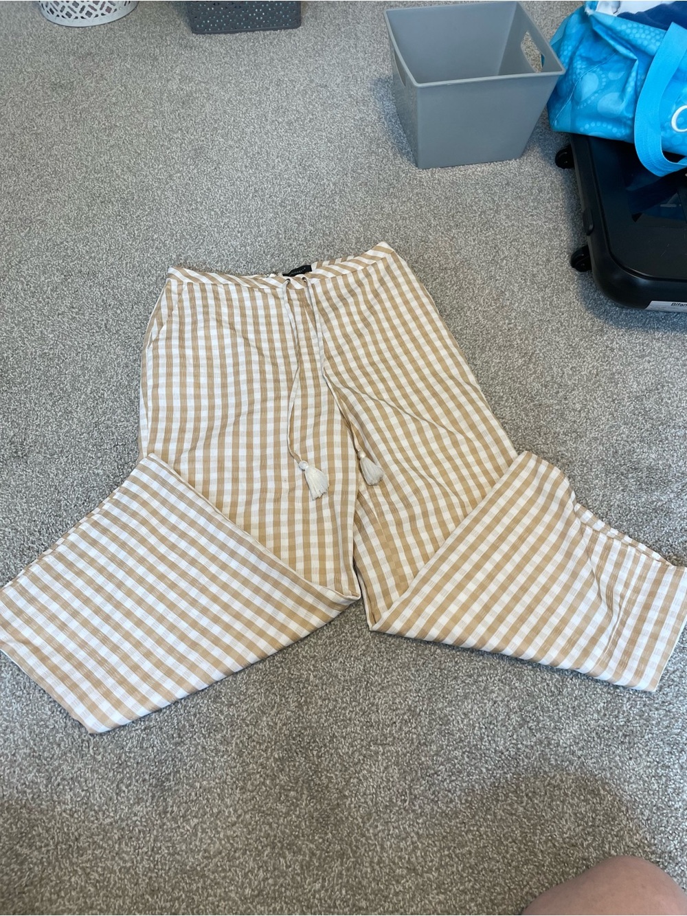 Mejorelle Brown and WhiteTheo Plaid Pants